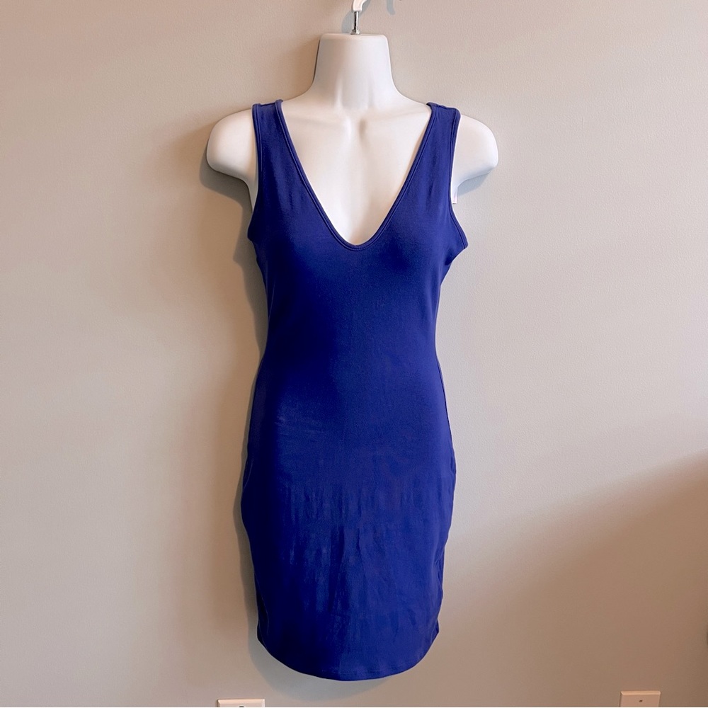 Wild Fable S Royal Blue V-Neckline V-Back Bodycon Mini Dress NWT